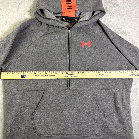 Under Armour 1/2 Zip Hoodie Men's Large Gray Florescent Pink Logo College Sporty - Picture 6 of 11